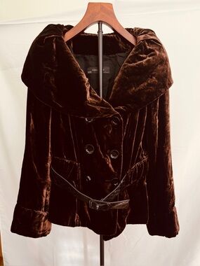 Zara Brown Velvet Peacoat